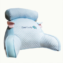Reading Pillow with Arms and Headrest, Blue Plush Bed Rest Cushion, Detachable Washable Cover