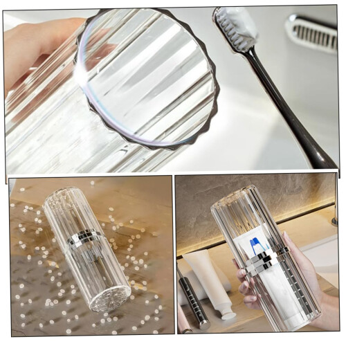 Travel Toothbrush Holder with Transparent Stripe Design, SpaceSaving Toothpaste Case for Camping 2
