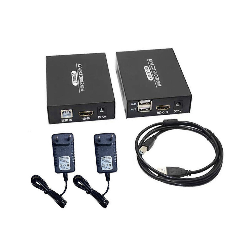 60M Hdmi-Compatible Kvm Extender Hdmi-Compatible Usb Kvm Ethernet Extender Transmitter Receiver Eu Plug 9122581456999