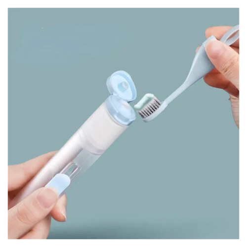 Travel Toothbrush with Builtin Toothpaste Storage, Soft Bristles, Folding Design, White 1