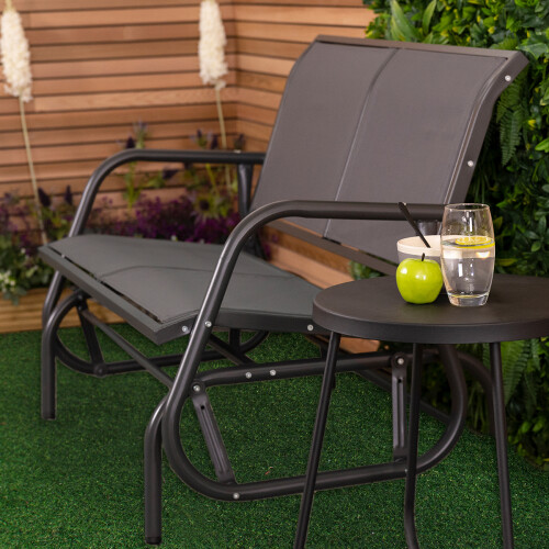Charles Bentley Charles Bentley Steel 2 Seater Rocking Bench - Grey 2