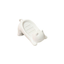 Self Draining Soap Dish Cute Cat Holder Keeps Soap Dry Durable Plastic Tray for Bathroom Kitchen White 18cm