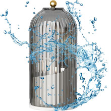 Toothbrush Holder with Cover, 360 Rotating Dustproof Bathroom Counter Organizer with Multi Slots