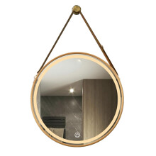 50cm Round LED Bathroom Mirror Gold Aluminium Frame Wall Mounted Vanity with Touch Control Lighting