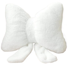 White Bow Throw Pillow Soft Plush Decorative Cushion with Cute Bow Design for Couch Bed Car