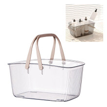 Clear Plastic Shower Caddy with Handle, Quick Drain Bathroom Storage Organizer Bin for Toiletries