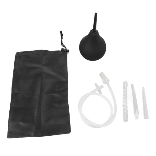 Black Silicone Enema Bulb Kit 224ML with Hose & Replaceable Nozzle 1