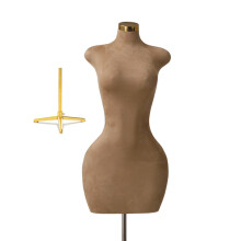 Plus Size Female Dress Form Mannequin with NonSlip Velvet Torso and Adjustable Gold Metal Base