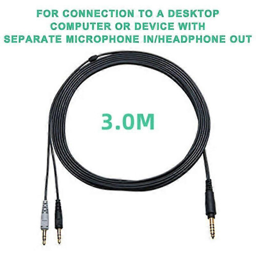 1.2/3m PC Gaming Headset Audio Cable Compatible with Audio-Technica ATH-GL3, ATH-GDL3 2