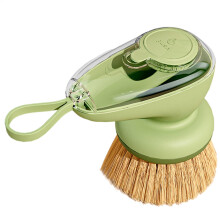 Refillable Dish Brush with Soap Dispenser for Kitchen Sink, Ergonomic Grip, Grease Removal