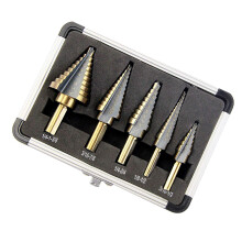 5 Pcs High Speed Steel Step Drill Bit Set with Aluminum Storage Box