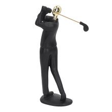 Matte schwarze Resin-Golfer-Figur mit rutschfester Basis für den Schreibtisch, 17 cm