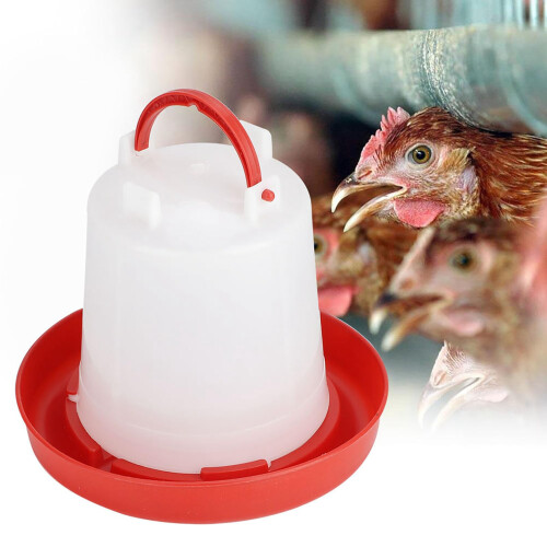 Automatic Poultry Waterer with Handle, Constant Flow Chicken Duck Bird Dispenser, Visible Level 1