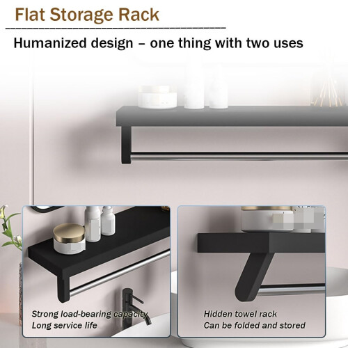 Gold Wall Mirror with Shelf 40x60cm Bathroom Mirror with Storage Rack RustResistant Frame 1
