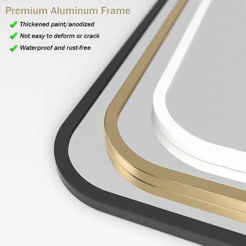 Gold Wall Mirror with Shelf 40x60cm Bathroom Mirror with Storage Rack RustResistant Frame 2