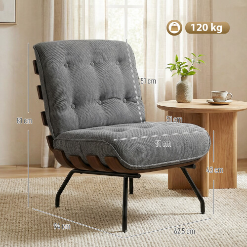 Homcom HOMCOM Accent Chair, Reading Chair with Spring Cushion, Dark Grey 2