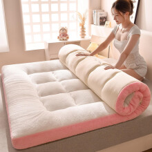 Sherpa Mattress Topper 180x200cm Pink, Thickened Warm Luxury Pad with Foldable Roll Up Design