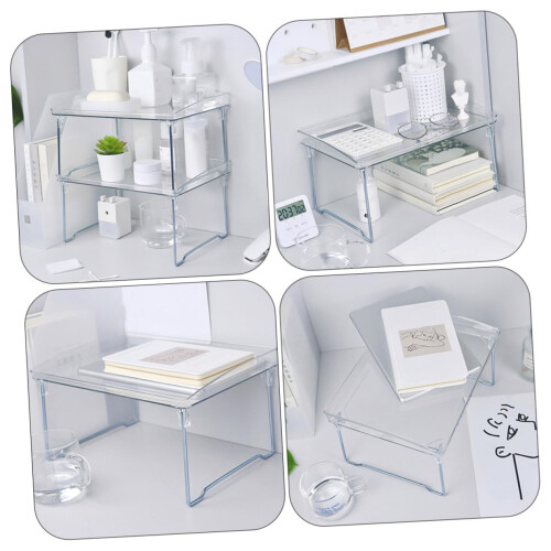 Stackable Storage Shelf Organizer for Cabinets and Closets, Corner Rack for Bathroom and Office 2