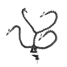 Third Hand Soldering Stand with 4 Flexible Arms, 360 Rotating Clips, LED Light and Magnifier