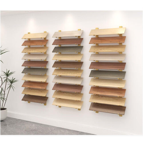Tile Display Rack with Adjustable Shelves, Wall Mounted Tile Sample Holder, Gold 25.5cm 1