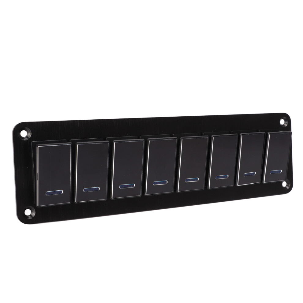 8 Gang Rocker Switch Panel 12-24V Aluminum 3Pin Led Car Rv Trailers Blue 6921389963592