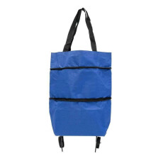 Foldable 2 Wheel Shopping Trolley Bag with Large Capacity Detachable Shoulder Bag and Silent Wheels