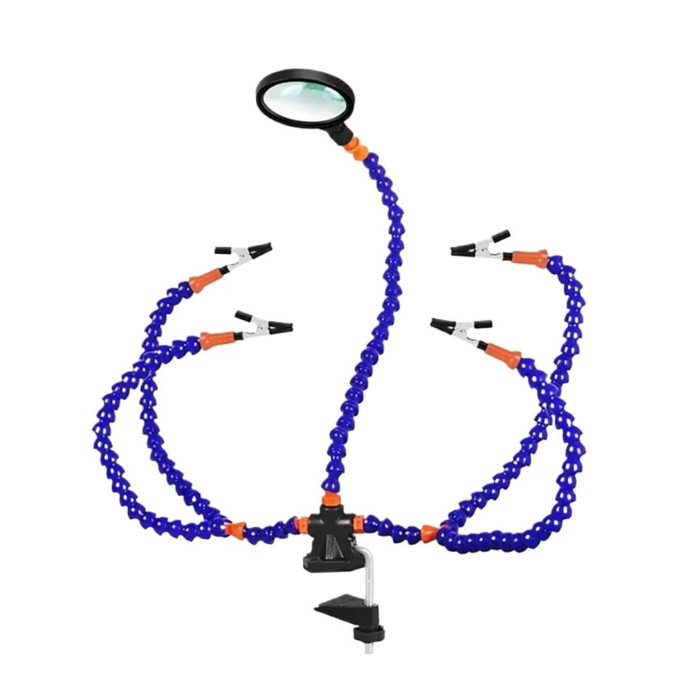 Helping Hands Soldering Station With 3X Magnifier 5 Flexible Arms For Pcb Welding Blue 9053599089728
