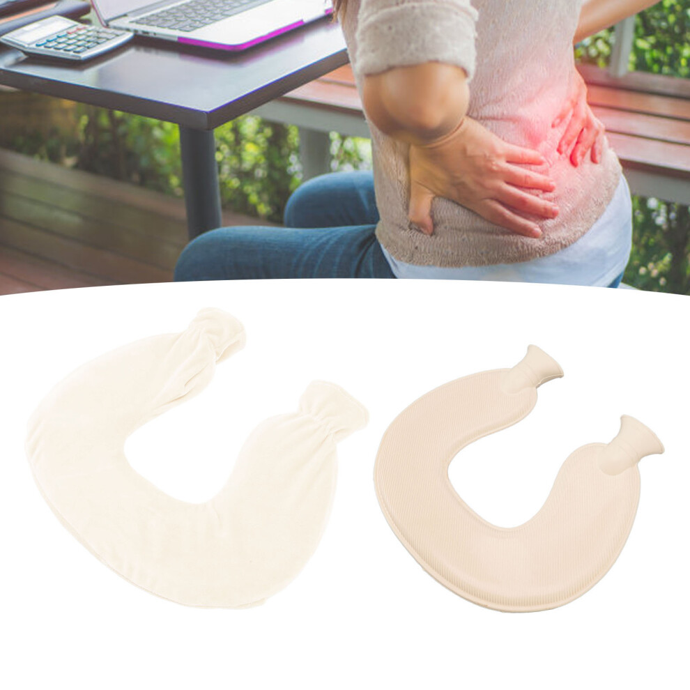 1L U-Shaped Hot Water Bottle for Winter Neck & Shoulder Warmth, White