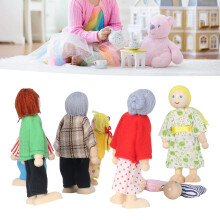 Holz-Puppenhaus-Figuren-Set – Familie, beweglich, Birkenholz, Größen bis zu 11,5 cm