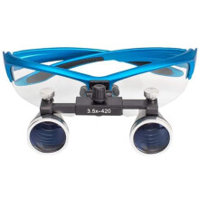 3.5X Dental Surgical Loupes with LED Headlamp Magnifier, Adjustable Brightness, Blue Frame