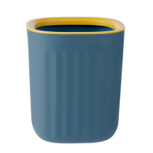 Desktop Trash Can with Odor Control Lid, Compact Mini Waste Bin for Office or Dorm Desk Blue Yellow