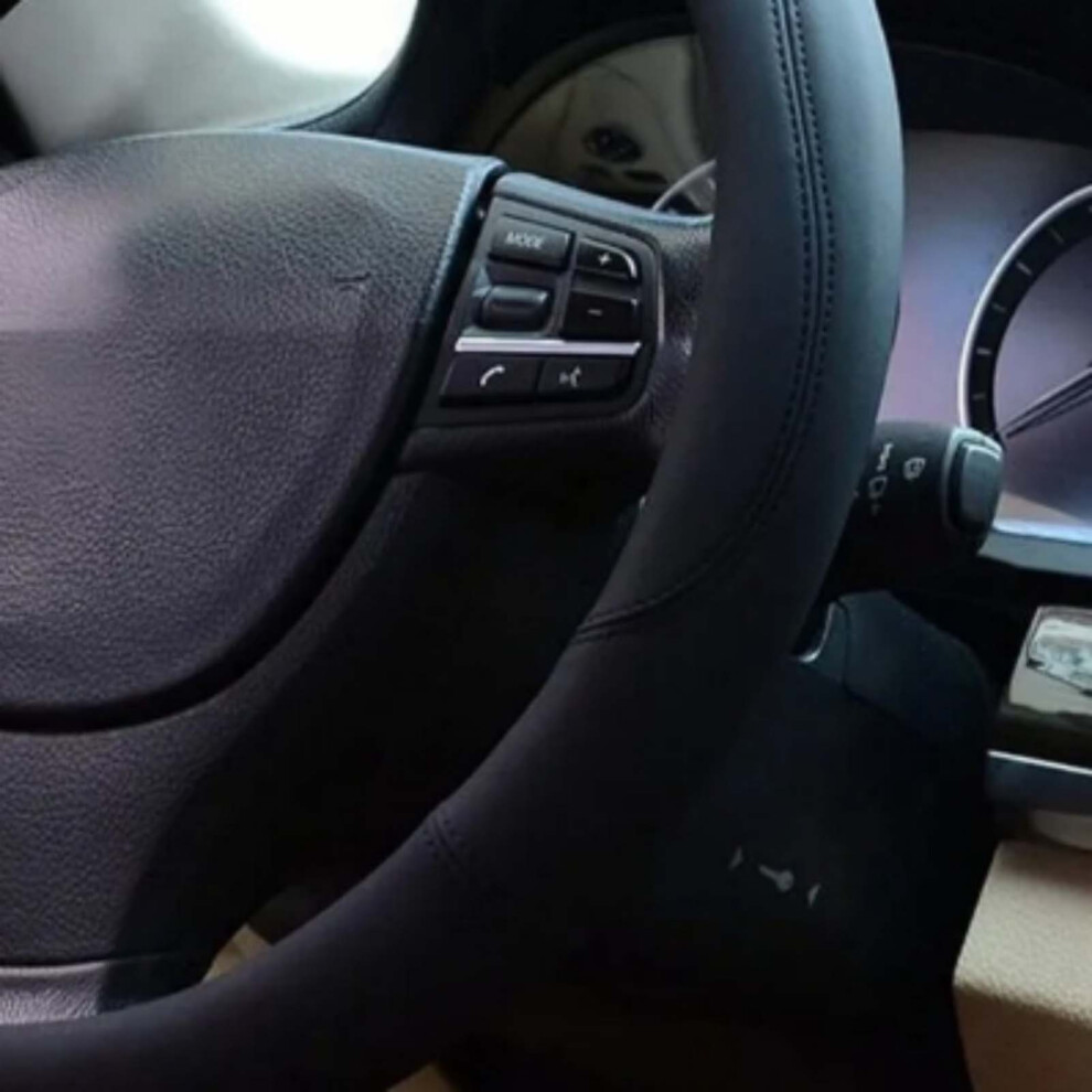Universal 38Cm Artificial Leather Car Steering Wheel Cover Black 5041389965141