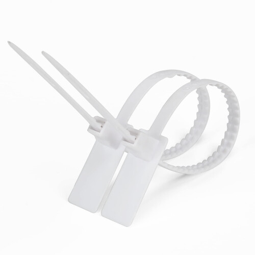 Tamper Evident Plastic Security Seals with Serial Numbers, White Pull Tight Tags, 100 PCS 2