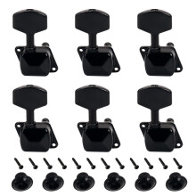 Guitar Tuning Pegs 16:1 Ratio Black Zinc Alloy Machine Heads for Strat Tele Electric Guitar 6InLine