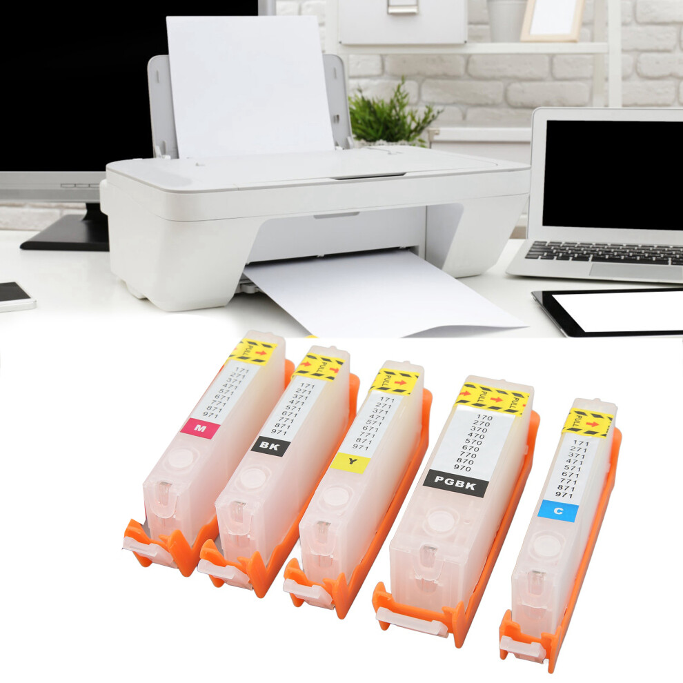 5Pcs Reusable Ink Cartridges Pgbk, C, M, Y For Photo & Document Printing 4641389965786