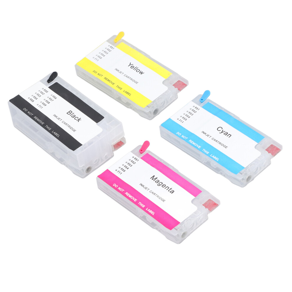 Refillable Ink Cartridge Set For Hp 711 Bk C M Y, 4 Colors, Permanent Chip 5071389965827