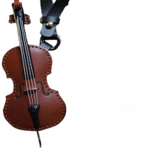 Leather Violin and Cello Keychain Vintage Handmade Mini Musical Instrument Charm for Bags and Keys