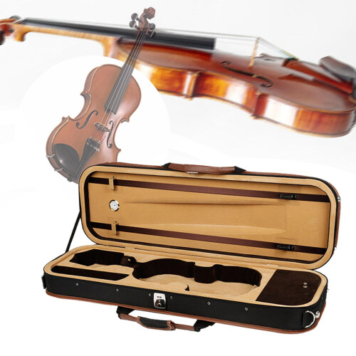 Violin Case with Shoulder Strap, ImpactResistant Foam, Full Size Storage, Black and Coffee 2