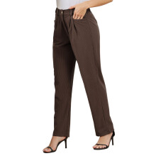 Women High Waist Loose Pants with Zipper, Sizes S-2XL, Coffee M
