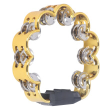 Double Row Tambourine with Metal Jingles Clear Tone Handheld Percussion for Party and Live Music