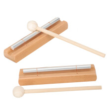 2 Set Meditation Chimes with Clear Resonant Tone and Durable Wood Base for Classroom Yoga