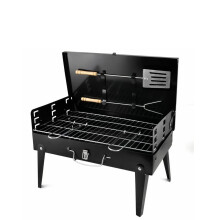 Portable Charcoal BBQ Grill Foldable with Adjustable Heat Control and BBQ Tools for Camping