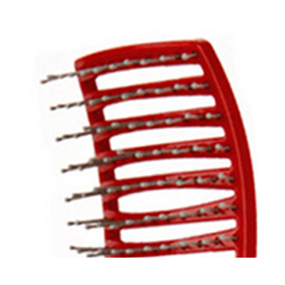 Red Row Vented Hairbrush With Ball Tipped Curved Vents For Detangling