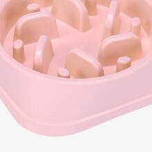 Small Pink Pet Slow Feeder Bowl, Soft PP, Skid-Resistant