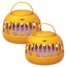 2 Pack USB Rechargeable Flea Trap and Fruit Fly Catcher with LED Light, Chemical Pest Control for Indoor Outdoor Use