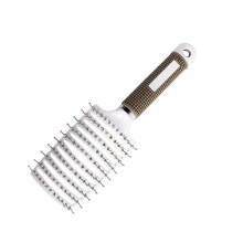 White Curved Vented Hairbrush with Ball Tipped Comb for Men & Women