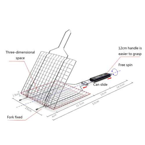 Grilling Basket with Lockable Flipping Design, Foldable Handle for Vegetables and Meat 1