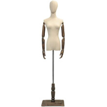 Female Mannequin Torso with Wooden Stand, Adjustable Dress Form for Clothing and Jewelry Display