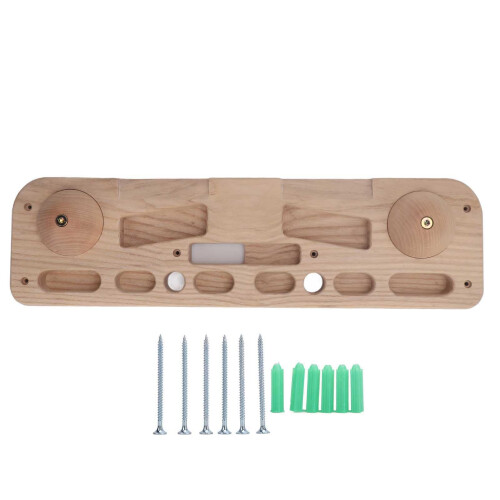 Climbing Hangboard Wooden Training Board with Custom Fit Finger Pockets and Multiple Grip Angles