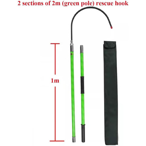 Insulated Rescue Hook 2m Green with  Voltage Insulation and Ergonomic Rubberized Grip 1